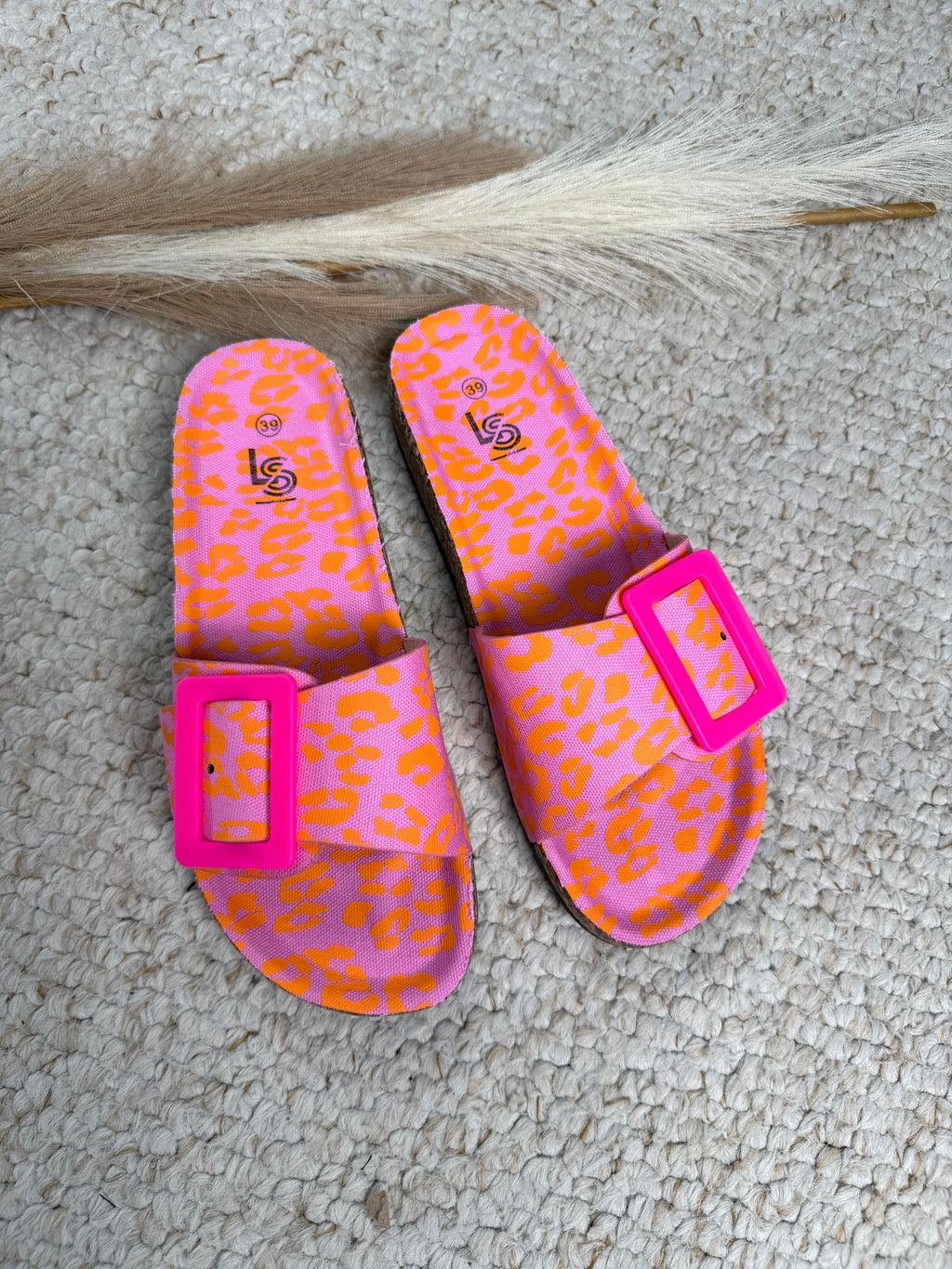 SANDALIAS PRINT NARANJA CON HEBILLA