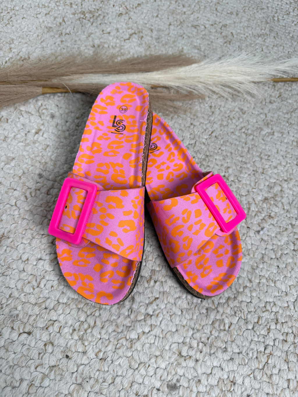 SANDALIAS PRINT NARANJA CON HEBILLA