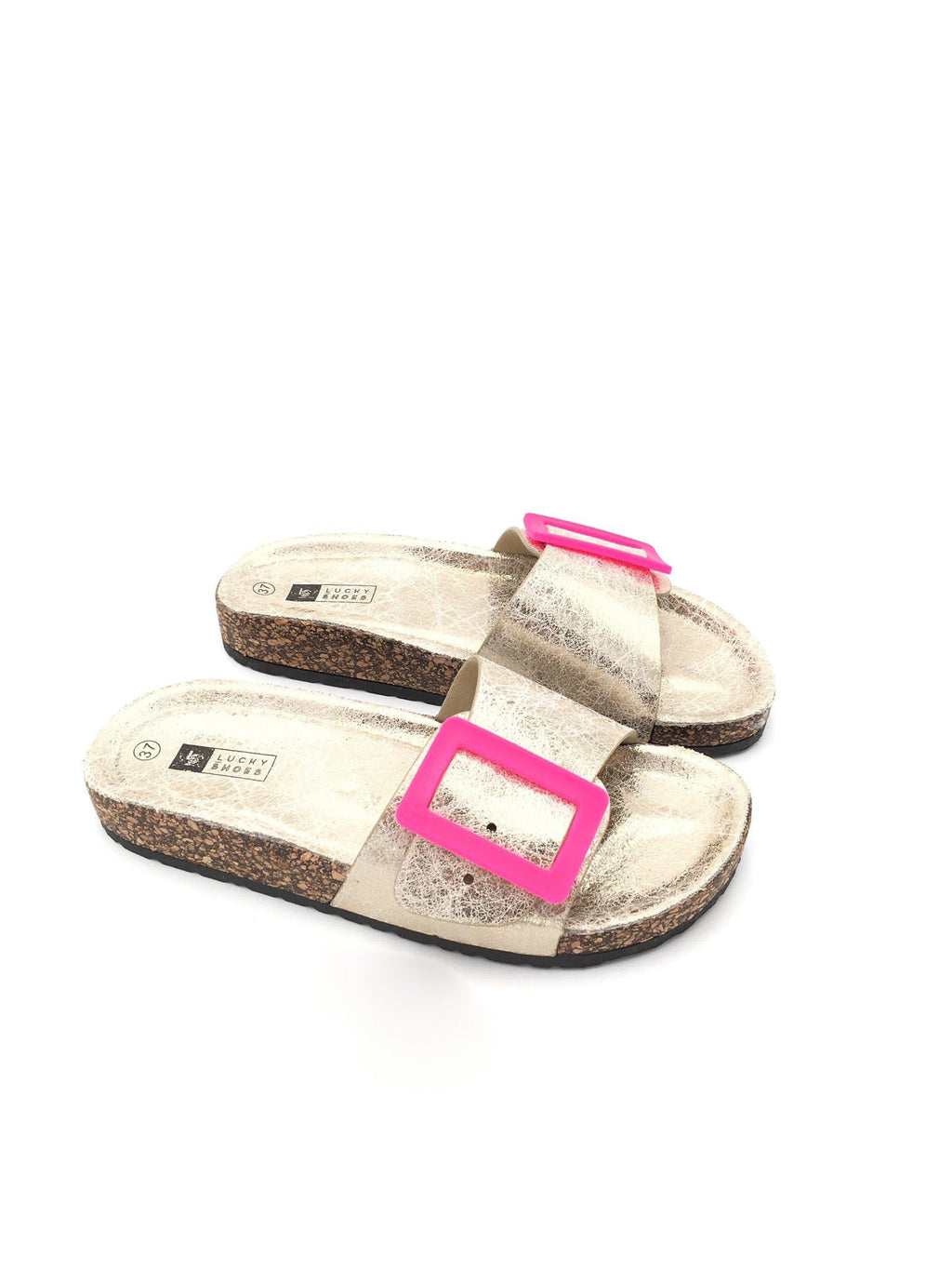 SANDALIAS DORADAS CON HEBILLA