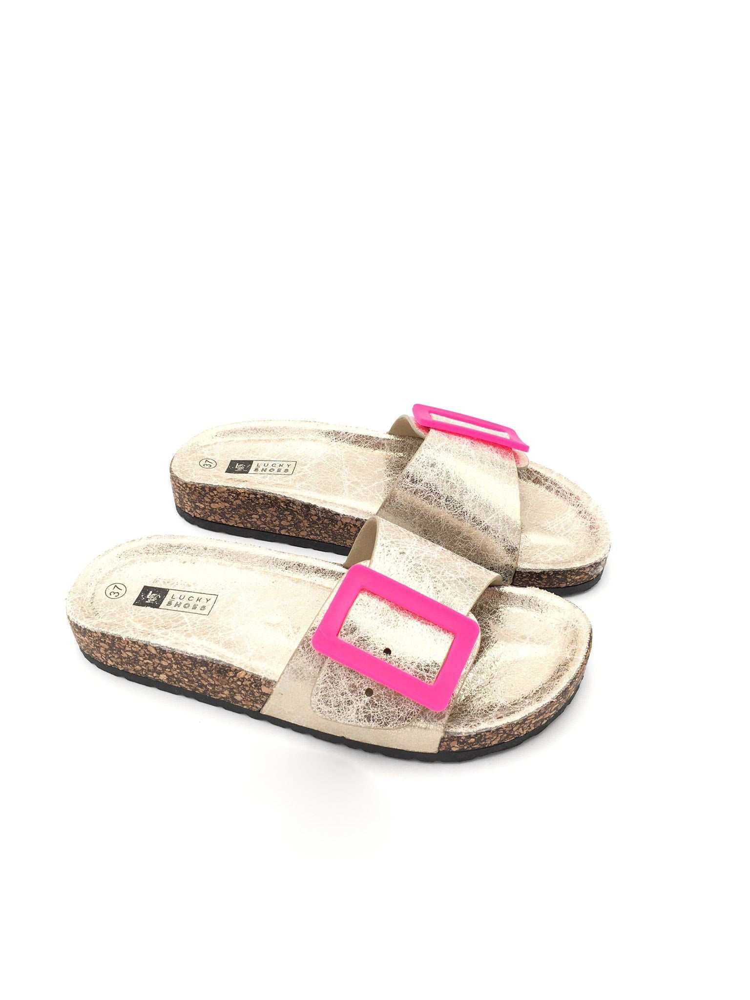 SANDALIAS DORADAS CON HEBILLA